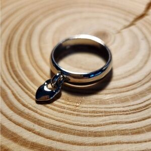 SIZE 8 Silver Plated Heart Lock Dangle Ring